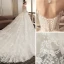 Stunning Champagne Wedding Dresses 2018 Ball Gown Lace Appliques Pearl Scoop Neck Backless Long Sleeve Royal Train Wedding