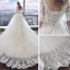 Schöne Ivory / Creme Brautkleider 2018 Ballkleid Mit Spitze Applikationen V-Ausschnitt Rückenfreies 1/2 Ärmel Kapelle-Schleppe Hochzeit