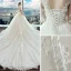 Chic / Beautiful White Wedding Dresses 2018 Ball Gown Lace Appliques Pearl Scoop Neck Backless 1/2 Sleeves Royal Train Wedding