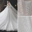 Edles Weiß Brautkleider / Hochzeitskleider 2021 Ballkleid Eckiger Ausschnitt Perlenstickerei Perle Pailletten Applikationen Kurze Ärmel Rückenfreies Schleife Königliche Schleppe Hochzeit
