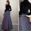 Sjarmerende Svart Stjernehimmelen Selskapskjoler 2019 Prinsesse Høy Hals Suede Glitter Polyester 3/4 Ermer Lange Formelle Kjoler