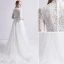 Vintage / Retro Ivory Beach Wedding Dresses 2019 A-Line / Princess High Neck Lace Bow 3/4 Sleeve Sweep Train