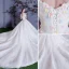 Chic / Beautiful White Wedding Dresses 2018 Ball Gown Multi-Colors Appliques Pearl Off-The-Shoulder Backless Sleeveless Cathedral Train Wedding