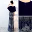 Chic / Beautiful Navy Blue Evening Dresses  2018 Trumpet / Mermaid Glitter V-Neck Short Sleeve Floor-Length / Long Formal Dresses