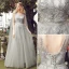 Elegant Evening Dresses  2018 A-Line / Princess Lace Flower Appliques Pearl Scoop Neck Backless Sleeveless Floor-Length / Long Formal Dresses