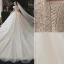Charming Fashion Champagne Beading Sequins Wedding Dresses 2021 Ball Gown Scoop Neck Appliques Short Sleeve Backless Royal Train Wedding