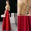 Charming Gold Evening Dresses  A-Line / Princess 2019 Off-The-Shoulder Sequins Tassel Short Sleeve Backless Floor-Length / Long Formal Dresses
