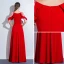 Chic / Beautiful Red Evening Dresses  2018 A-Line / Princess Sash Scoop Neck See-through 1/2 Sleeves Floor-Length / Long Formal Dresses