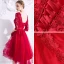 Chic / Beautiful Burgundy Homecoming Graduation Dresses 2018 A-Line / Princess Lace Appliques Sash Scoop Neck Backless 3/4 Sleeve Short Formal Dresses