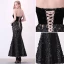 Sexy Noir Robe De Soirée 2018 Trompette / Sirène Daim Appliques Bustier Dos Nu Sans Manches Longueur Cheville Robe De Ceremonie