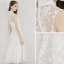 Modern / Fashion White Homecoming Graduation Dresses 2019 A-Line / Princess High Neck Lace Star Sleeveless Floor-Length / Long Formal Dresses