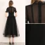 Chic / Beautiful Black Homecoming Graduation Dresses 2019 A-Line / Princess Scoop Neck Short Sleeve Bow Tea-length Formal Dresses