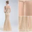 Luxury / Gorgeous Gold Evening Dresses  2019 Trumpet / Mermaid Scoop Neck Handmade  Beading Crystal Pearl Sequins Sleeveless Floor-Length / Long Formal Dresses
