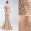 Luxury / Gorgeous Gold Handmade  Beading Evening Dresses  2019 Trumpet / Mermaid V-Neck Crystal Lace Flower Sequins Sleeveless Floor-Length / Long Formal Dresses