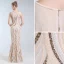 Chic / Beautiful Champagne Evening Dresses  2019 A-Line / Princess Scoop Neck Sequins Sleeveless Floor-Length / Long Formal Dresses