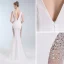 Sexy Ivoire Transparentes Robe De Soirée 2019 Trompette / Sirène V-Cou Paillettes Faux Diamant Sans Manches Dos Nu Train De Balayage Robe De Ceremonie