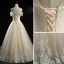 Chic / Belle Champagne Robe De Mariée 2018 Princesse Perlage Paillettes Dos Nu Encolure Dégagée Sans Manches Longue Mariage