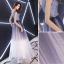 Charmant Grape Dégradé De Couleur 2019 Princesse Robe De Soirée Encolure Dégagée Paillettes Métal Ceinture Sans Manches Dos Nu Longue Robe De Ceremonie