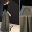 Elegant Svart Selskapskjoler 2019 Prinsesse Suede Scoop Halsen Glitter Polyester 3/4 Ermer Lange Formelle Kjoler