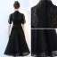 Chic / Beautiful Black Homecoming Graduation Dresses A-Line / Princess 2017 Lace Bow High Neck Short Sleeve Tea-length Formal Dresses
