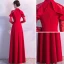 Chic / Beautiful Red Evening Dresses  2018 Empire Lace Flower High Neck Long Sleeve Floor-Length / Long Formal Dresses