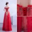 Charmant Rot Abendkleider 2020 A Linie Off Shoulder Pailletten Spitze Blumen Kurze Ärmel Rückenfreies Lange Festliche Kleider