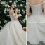 High-end Champagne Wedding Dresses 2019 Ball Gown Off-The-Shoulder Lace Flower Sleeveless Backless Royal Train