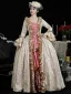Vintage / Retro Medieval Beige Leaf Printing Prom Dresses 2024 Floor-Length / Long Lace U-Neck Cosplay A-Line / Princess Ball Gown Prom Formal Dresses
