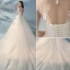 Élégant Princesse Ivoire Robe De Mariée 2017 1/2 Manches Appliques Dentelle Volants Tulle Dos Nu Chapel Train