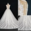 Chic / Beautiful White Ball Gown Wedding Dresses 2017 Scoop Neck Sleeveless Beading Rhinestone Covered Button Appliques Lace Flower Ruffle Tulle Sash Chapel Train