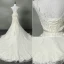 Schöne Mermaid Brautkleider 2017 V-Ausschnitt Applikationen Perlenstickerei Strass Schleife Stoffgürtel Rückenfreies Spitze Organza Ivory / Creme Kapelle-Schleppe