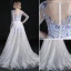 Chinese style Asymmetrical Evening Dresses  2017 A-Line / Princess Scoop Neck Long Sleeve Embroidered Flower White Organza Detachable Formal Dresses