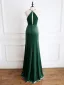 Sexy Dark Green Prom Dresses 2024 Trumpet / Mermaid Halter Sleeveless Backless Floor-Length / Long Formal Dresses