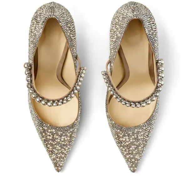 Charmant Champagner Leder Perle Strass Brautschuhe 2022 Spitzschuh 10 cm Stilettos Hochzeit Pumps Hochhackige
