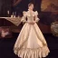 Medieval Vintage / Retro Champagne Ball Gown Prom Dresses 2024 3D Lace Satin Cosplay Pageant High Neck Floor-Length / Long Prom Formal Dresses