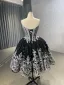 Luxe Noire Argenté Robe De Bal 2024 Bretelles croisées En Dentelle Perle Tulle Robe De Cérémonie