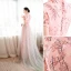 Chic / Beautiful Blushing Pink Printing Prom Dresses 2023 A-Line / Princess High Neck Short Sleeve Floor-Length / Long Prom Formal Dresses