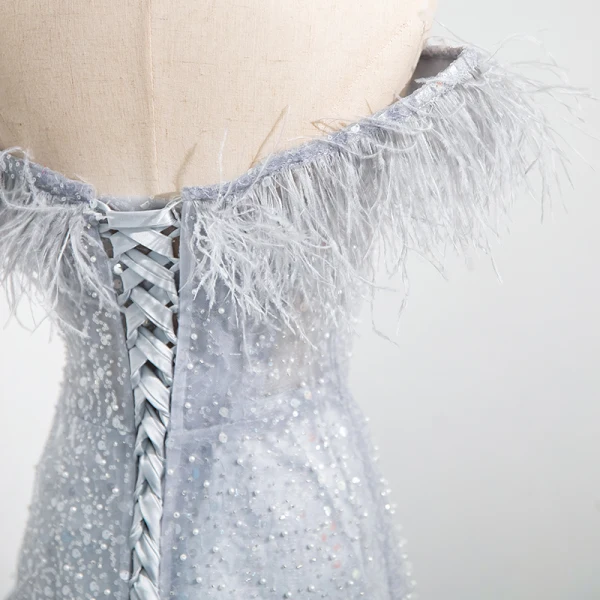 Charmant Argenté Perlage Perle Paillettes Robe De Bal 2024 Trompette / Sirène Gland Bustier Sans Manches Dos Nu Train De Balayage Promo Robe De Ceremonie