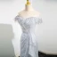 Charmant Argenté Perlage Perle Paillettes Robe De Bal 2024 Trompette / Sirène Gland Bustier Sans Manches Dos Nu Train De Balayage Promo Robe De Ceremonie