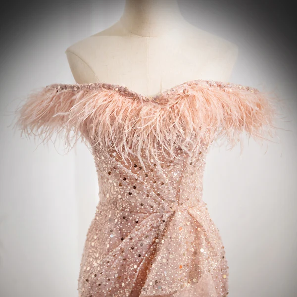 Scintillantes Champagne Perlage Paillettes Robe De Bal 2024 Trompette / Sirène Gland De l'épaule Sans Manches Dos Nu Train De Balayage Promo Robe De Ceremonie