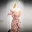 Scintillantes Champagne Perlage Paillettes Robe De Bal 2024 Trompette / Sirène Gland De l'épaule Sans Manches Dos Nu Train De Balayage Promo Robe De Ceremonie