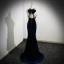 Elegant Navy Blue Pearl Velvet Prom Dresses 2024 Trumpet / Mermaid Halter Sleeveless Backless Bow Floor-Length / Long Prom Formal Dresses