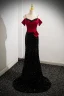 Chic / Belle Bordeaux Fleur Paillettes Satin Robe De Bal 2024 Trompette / Sirène Bretelles Spaghetti Sans Manches Dos Nu Train De Balayage Promo Robe De Ceremonie