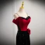 Chic / Belle Bordeaux Fleur Paillettes Satin Robe De Bal 2024 Trompette / Sirène Bretelles Spaghetti Sans Manches Dos Nu Train De Balayage Promo Robe De Ceremonie