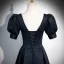 Elegant Black Rhinestone Prom Dresses 2024 A-Line / Princess Square Neckline Puffy Short Sleeve Backless Floor-Length / Long Prom Formal Dresses