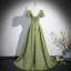 Élégant Vert Cendré Satin Robe De Bal 2024 Princesse Encolure Carrée Manches Courtes Dos Nu Longue Promo Robe De Ceremonie