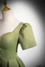 Élégant Vert Cendré Satin Robe De Bal 2024 Princesse Encolure Carrée Manches Courtes Dos Nu Longue Promo Robe De Ceremonie
