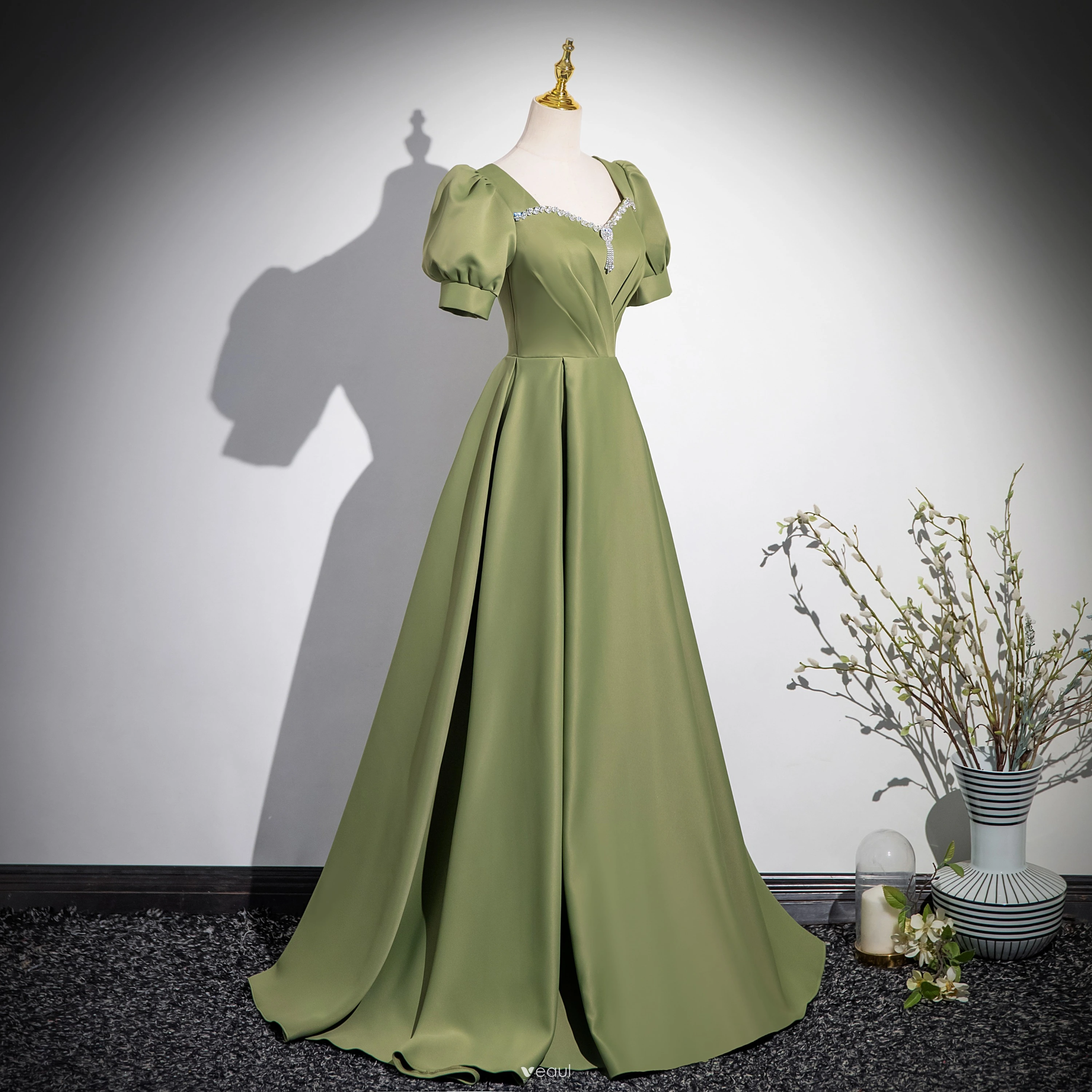 green emerald velvet dress Elegant Sage Green Mermaid Cowl Neck Long Bridesmaid Dress – Dreamdressy