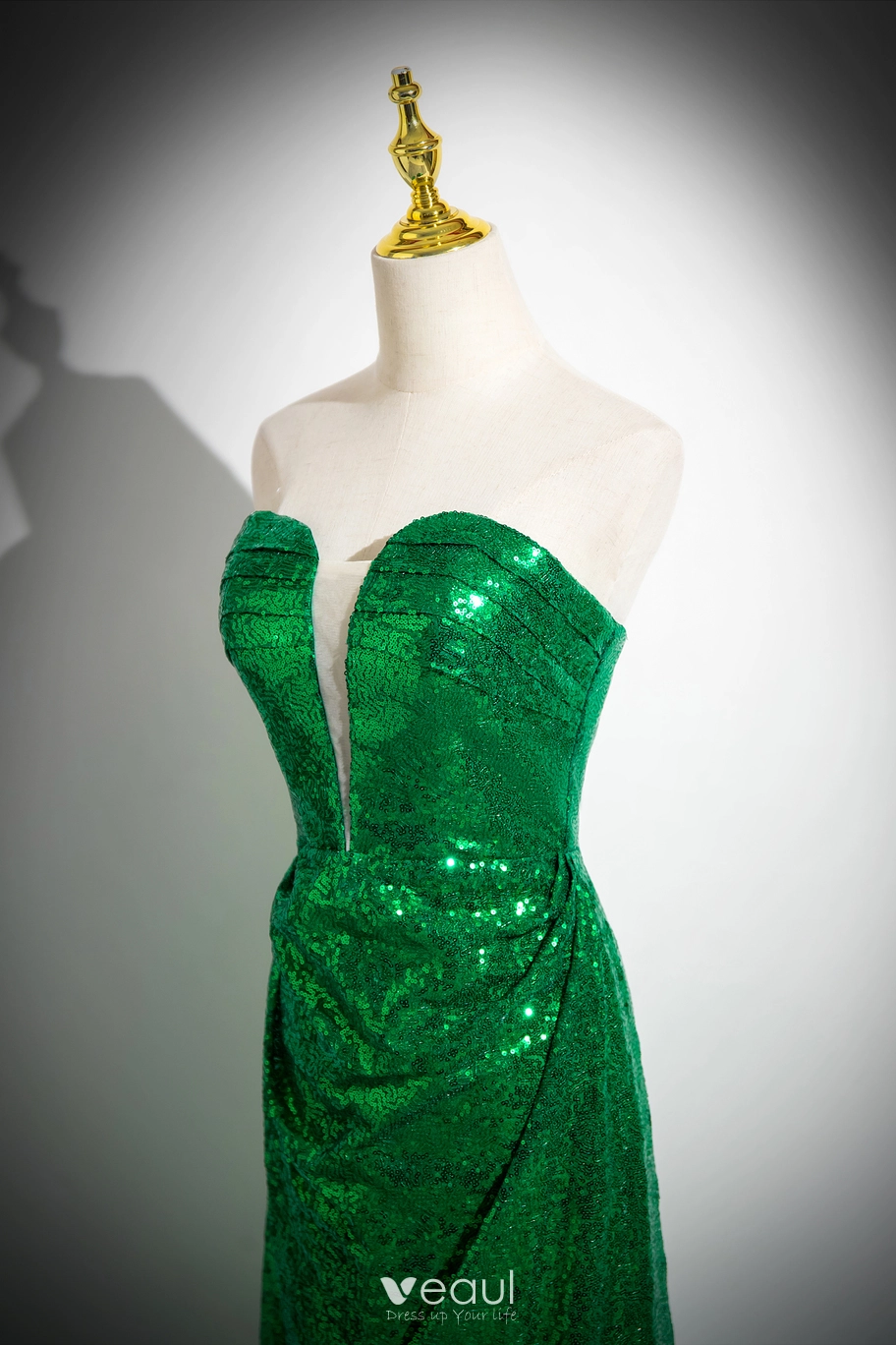 slim fit dress slacks Gothic Emeral Green and Blue Sequin Ball Gown main image 1