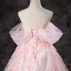 Flower Fairy Blushing Pink Butterfly Sequins Appliques Prom Dresses 2024 Ball Gown Off-The-Shoulder Short Sleeve Backless Floor-Length / Long Prom Formal Dresses
